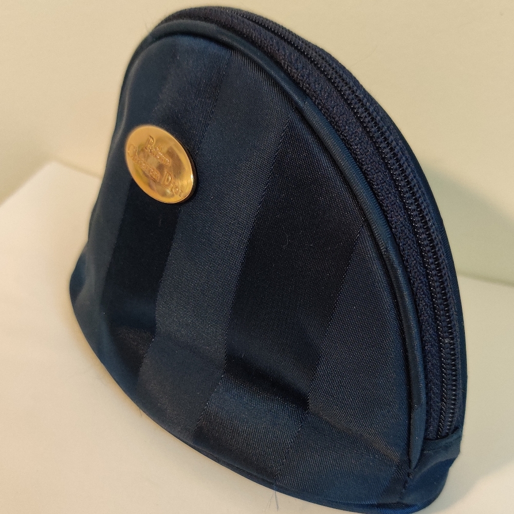 New Vintage Dior Blue Satin Cosmetic Makeup Bag